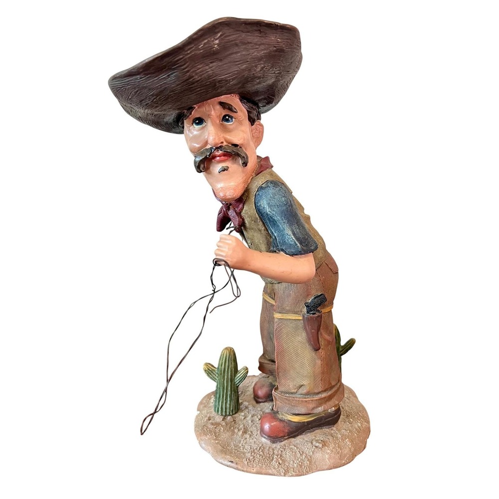 Collections Etc 2003 Lasso Cowboy Figurine Rustic Western Decor 11 Inch Statue